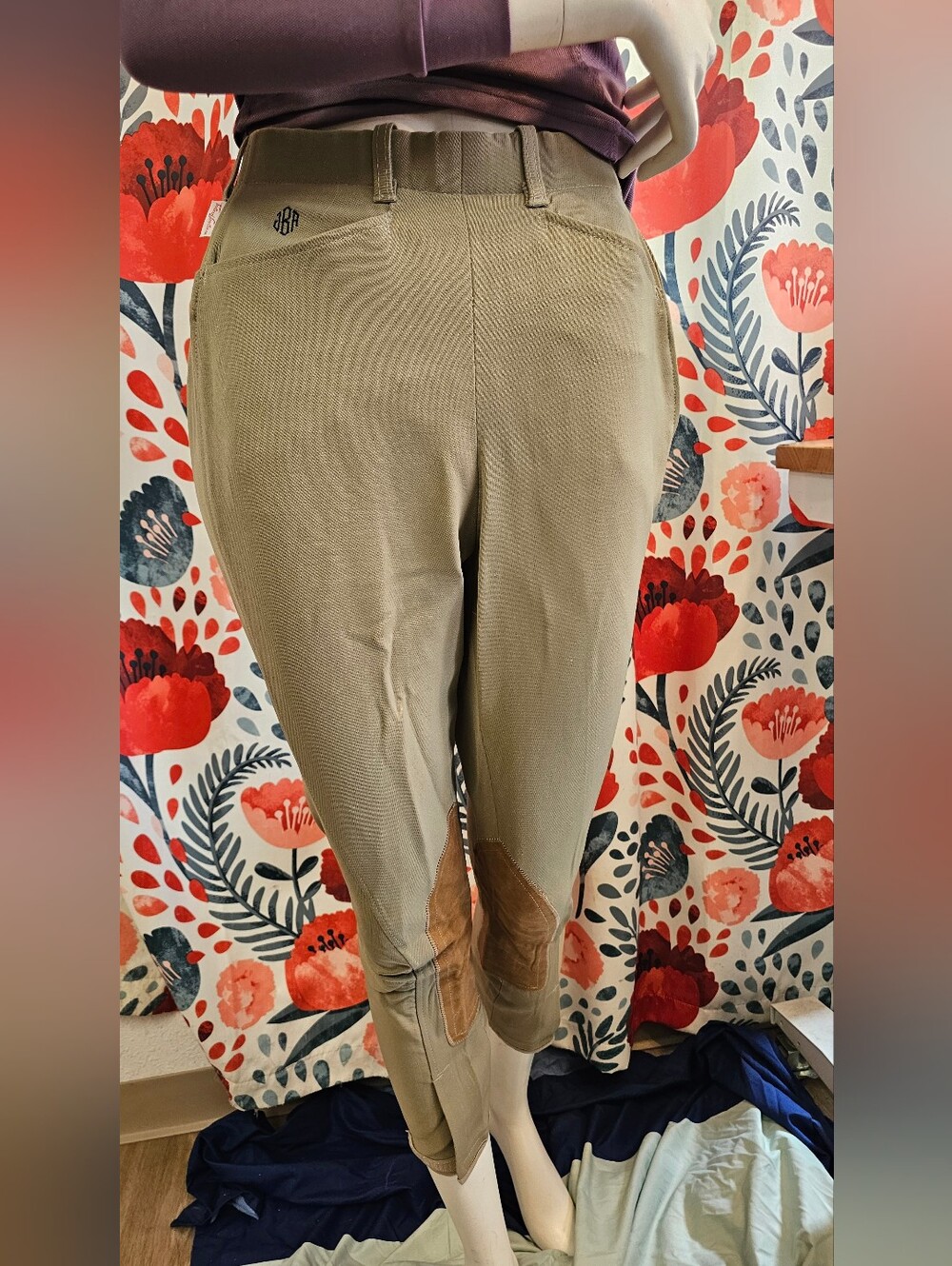 The Tailored Sportsman Tan Riding Breeches with Brown Knee Patches